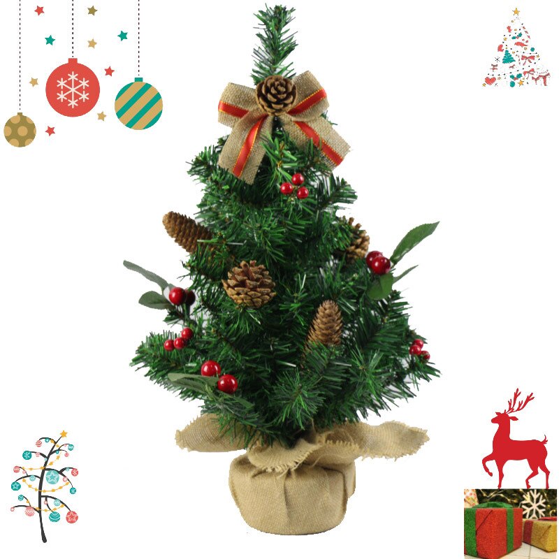 Mini Kunstmatige Kerstboom Met Dennenappel Lint