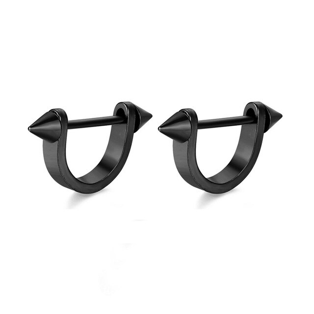 Pendientes geométricos de titanio para hombre y mujer, aretes de acero inoxidable, estilo Punk, Goth Ear Cuffs, Clip-on, joyería: Style 17