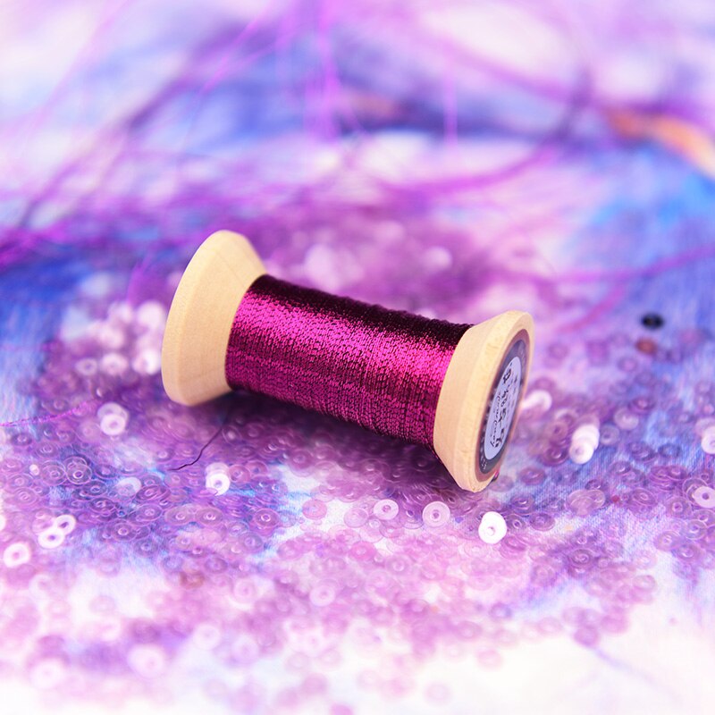 Serie rosa violeta de hilo de oro/hilo de bordado francés/carrete de bordado/hilo de bordado dorado colorido/50 metros/rollo: 4