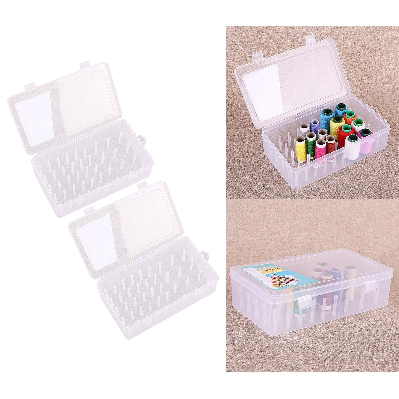 2PCS Sewing Thread Storage Box with 42 Spools Larg... – Grandado