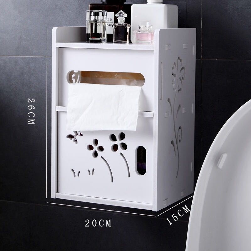 Waterproof Toilet Paper Towel Holder Bathroom Toiletries Sanitary Towel Storage Box Decorative WC Paper Hanging Shelves Rack