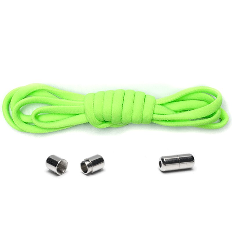 Cordones elásticos redondos sin lazos para niños y adultos, zapato Unisex, cordones para zapatillas, Color sólido, cierre rápido, 1 par: 08 Green