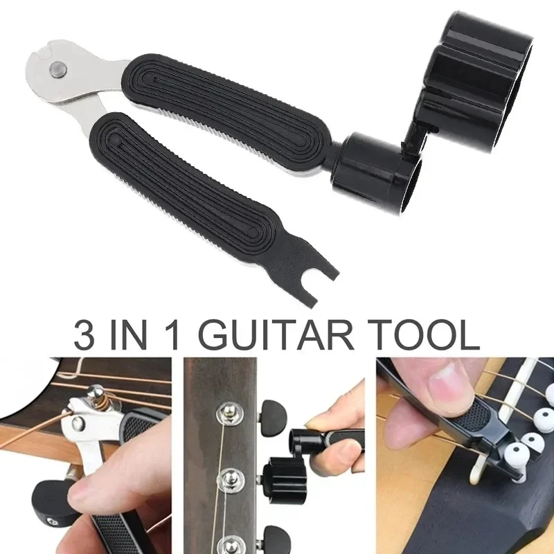 Guitar String Winder and Cutter All-In-1 Restringing Tool-Includes Clippers Bridge Pin Puller Peg Winder for Fit Most Guitars