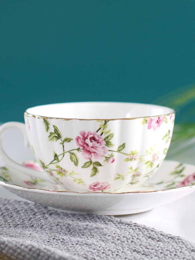 PNC Fine Bone China Peony Flower Coffee Tea Mug – 500cc With Handle – Gift Boxed