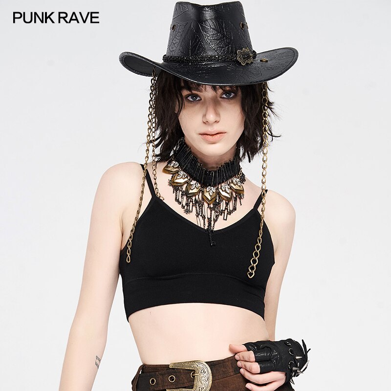 PU carved cowboy hat Punk Rave WS-359MZF