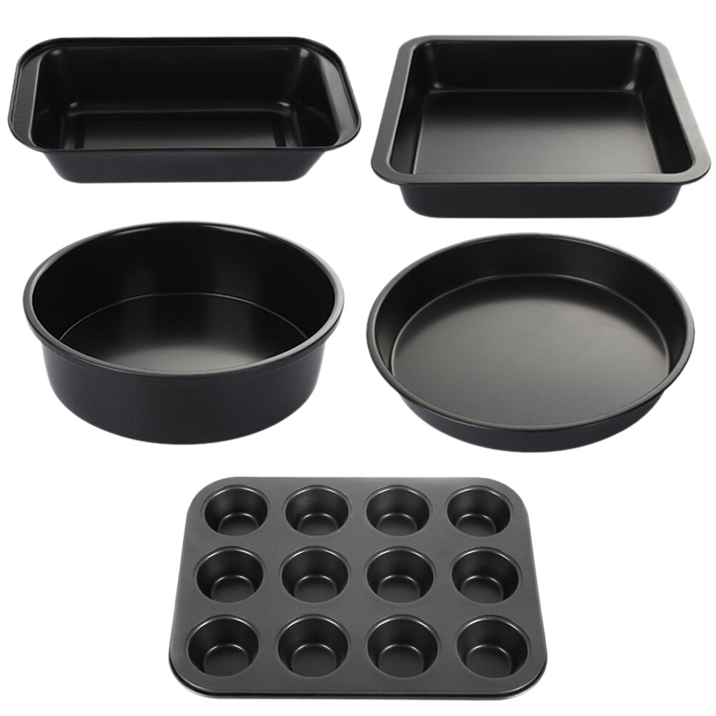 5 stuks multifunctionele bakvormen met antiaanbaklaag voor thuiskeukengereedschap (zwart): Default Title