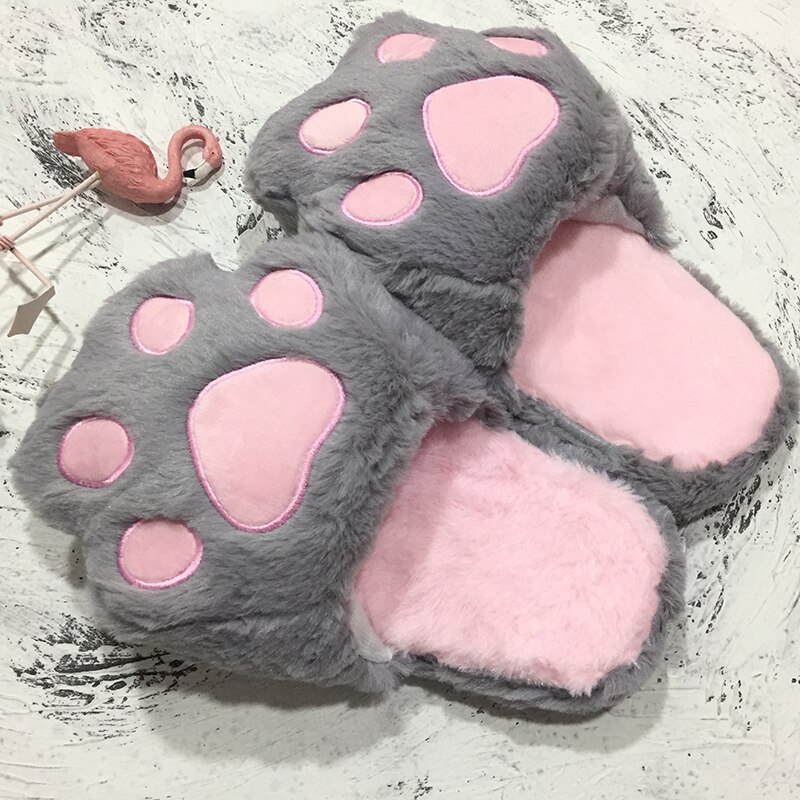 Cartoon Pink Cat Claw Slippers Plush Warm Kawaii Slippers Home Slippers Girl Flat Shoes Non-slip Mop Slippers Cat Claw Slippers: Style 2 / 39