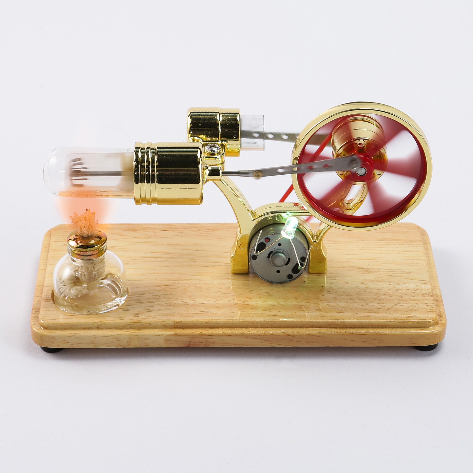 Stirling Engine Kit Electricity Generator Air Motor Model Physical Generator Model with LED Light Flywheel Science