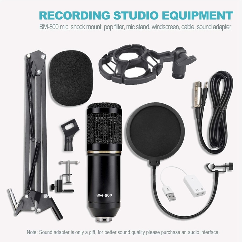 Condensator Microfoon Bundel, BM-800 Mic Set Voor Studio Opname & Omroep Live-Stomen Apparatuur Professionele Microfoon