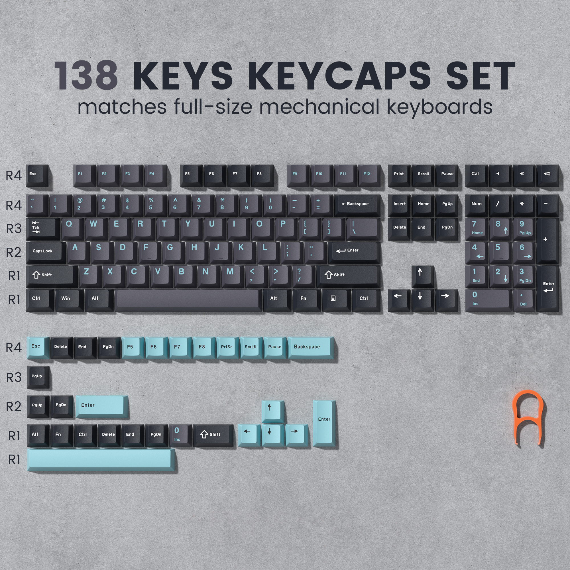 132 Tasten Farbverlauf Lila Kirschprofil PBT-Tastenkappen doppelt Schuss-Tastenkappe für 60 % 65 % 75 % 100 MX schalten mechanische Spielen-Tastatur: Ziegelrot