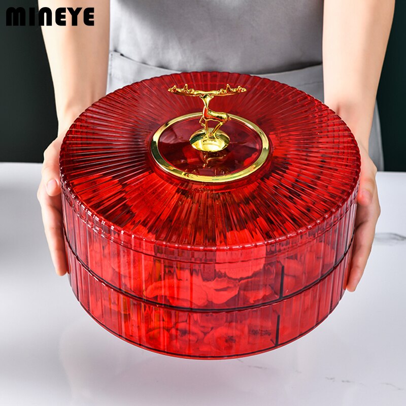 Transparent Candy and Nut Storage Container Luxury Snack Serving Tray with Lid Plastic Dry Fruit Dishes Parties Appetizer Dishes