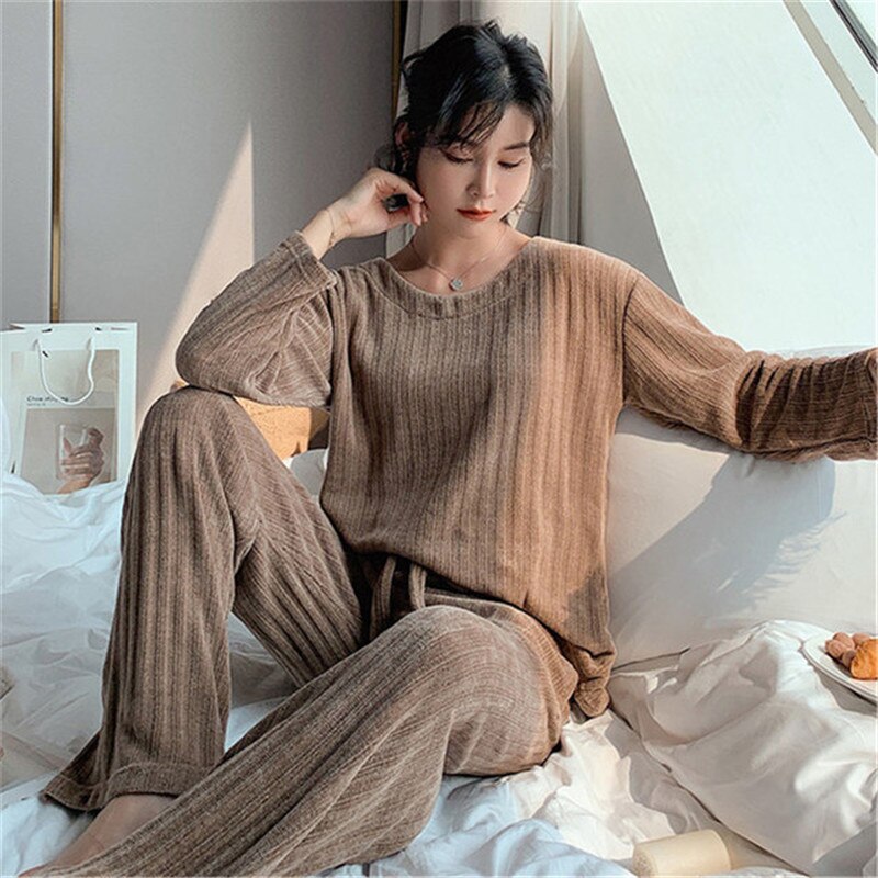 JULY'S LIED Vrouw Winter Flanellen Pyjama Sets 2 Stuks Warme Pyjama Dikke Nachtkleding Vrouw Casual Homewear: 07 / XL