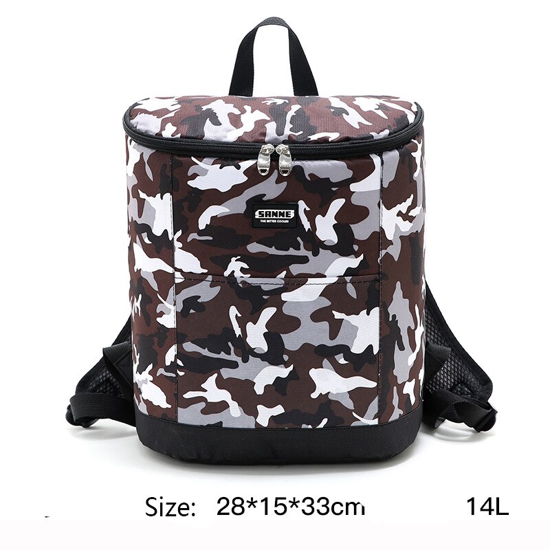 Sanne 19L Grote Capaciteit Plaid Outdoor Picknick Koeltas Thermische Rugzak Camouflage Geïsoleerde Lunch Tas Waterdicht Pak Ijs: Camouflage