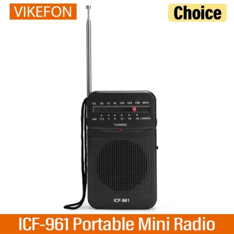 ICF-961 Portable Pocket Radios AM FM 3.5mm AUX Mini Walkman 2 x AA Battery Outdoor Stereo Radio for Walking Hiking Camping