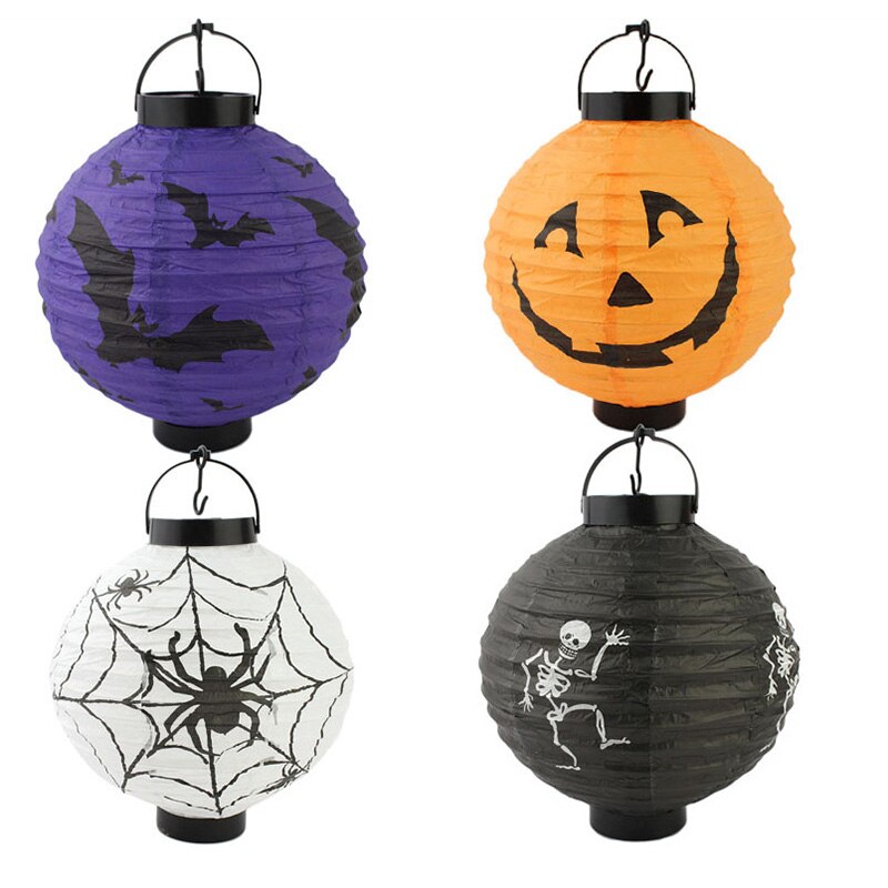 LED lanterne en papier illuminée avec des lumières Halloween citrouille crâne horreur lanterne lampe suspendue pour la maison jardin Halloween décor