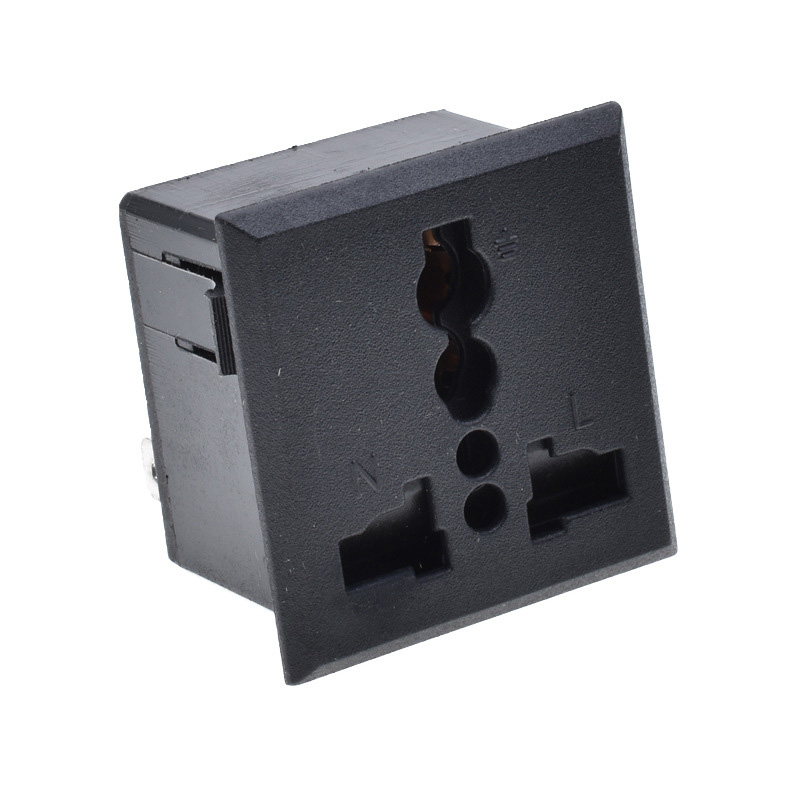 AC socket panel British standard three plug with security door 13A black lock screw embedded cabinet desktop socket module