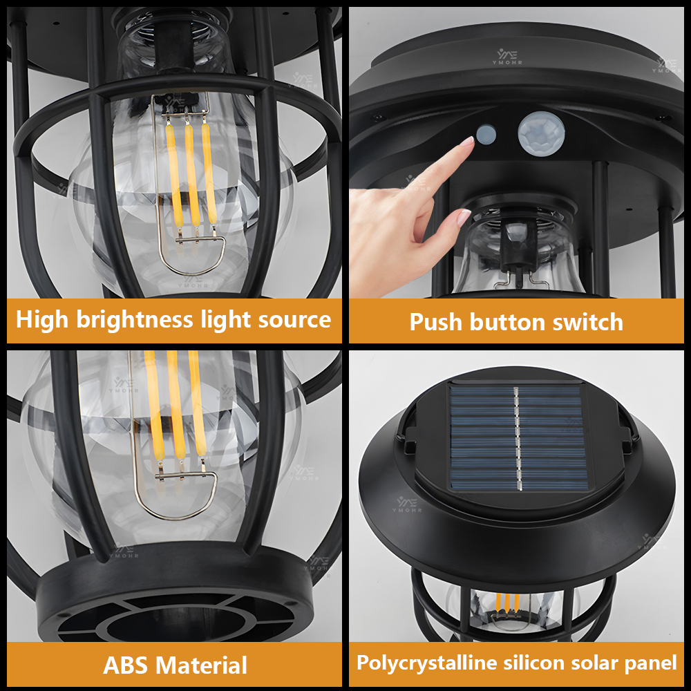 Luz LED Solar para acampar de 1200LM, luces solares para exteriores, lámpara LED recargable, luces ambientales para equipo de Camping, decoración de jardín