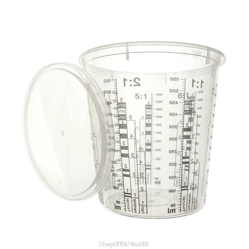 5Pcs Disposable Graduated Clear Plastic Paint Mixing Cups Calibrated Mixing Ratios Measuing Cups For Paint Resin Tools S19 20