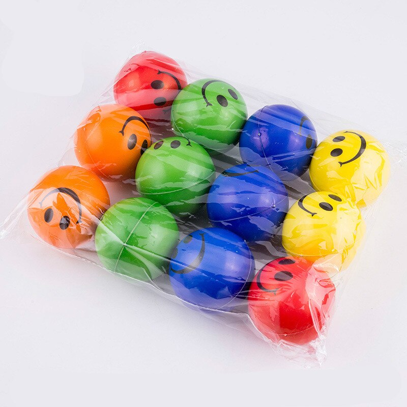 5Pcs/lot 6.3cm Smile Face Foam Ball Squeeze Stress Ball Relief Toy Hand Wrist Exercise PU Toy Balls For Children GYH
