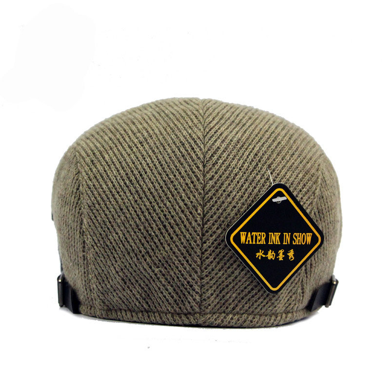 Boinas de lana para ancianos de mediana edad, gorro grueso a prueba de viento y frío, clásico británico, Retro, D18