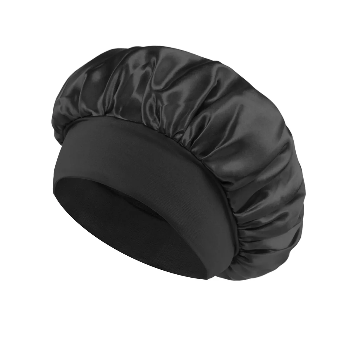 Cappello da notte solido in raso elastico contralto 1 pz Cuffia per la cura dei capelli Berretto da notte Multi-colore riutilizzabile Accessori per cuffia da notte per la casa delle donne: bianca