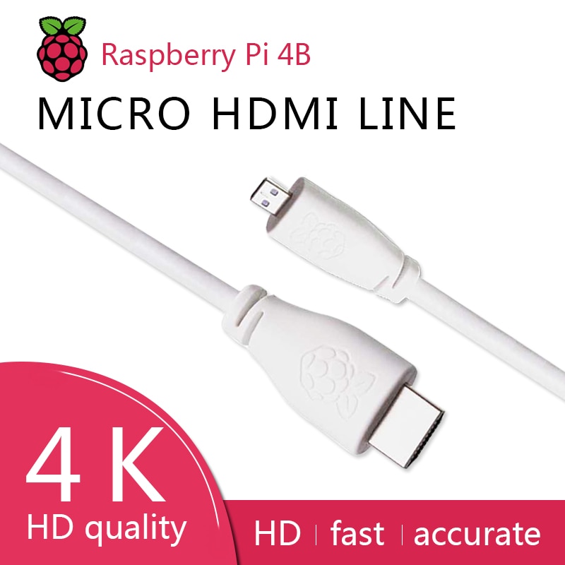 Raspberry Pi 4, câble officiel Micro HDMI vers HDMI Standard (A/M), 1m et 2m