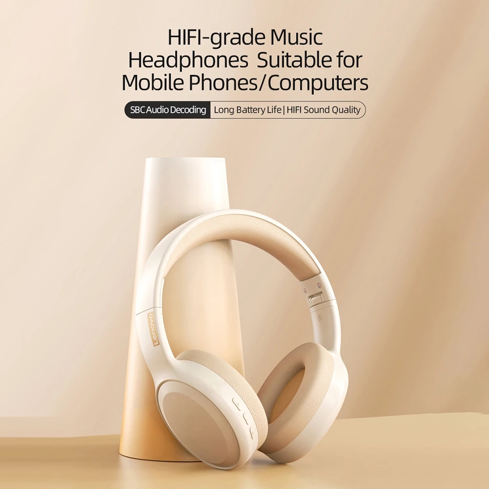 Lenovo TH30 Auriculares Bluetooth inalámbricos con orejeras, auriculares deportivos, juegos de deportes con micrófono