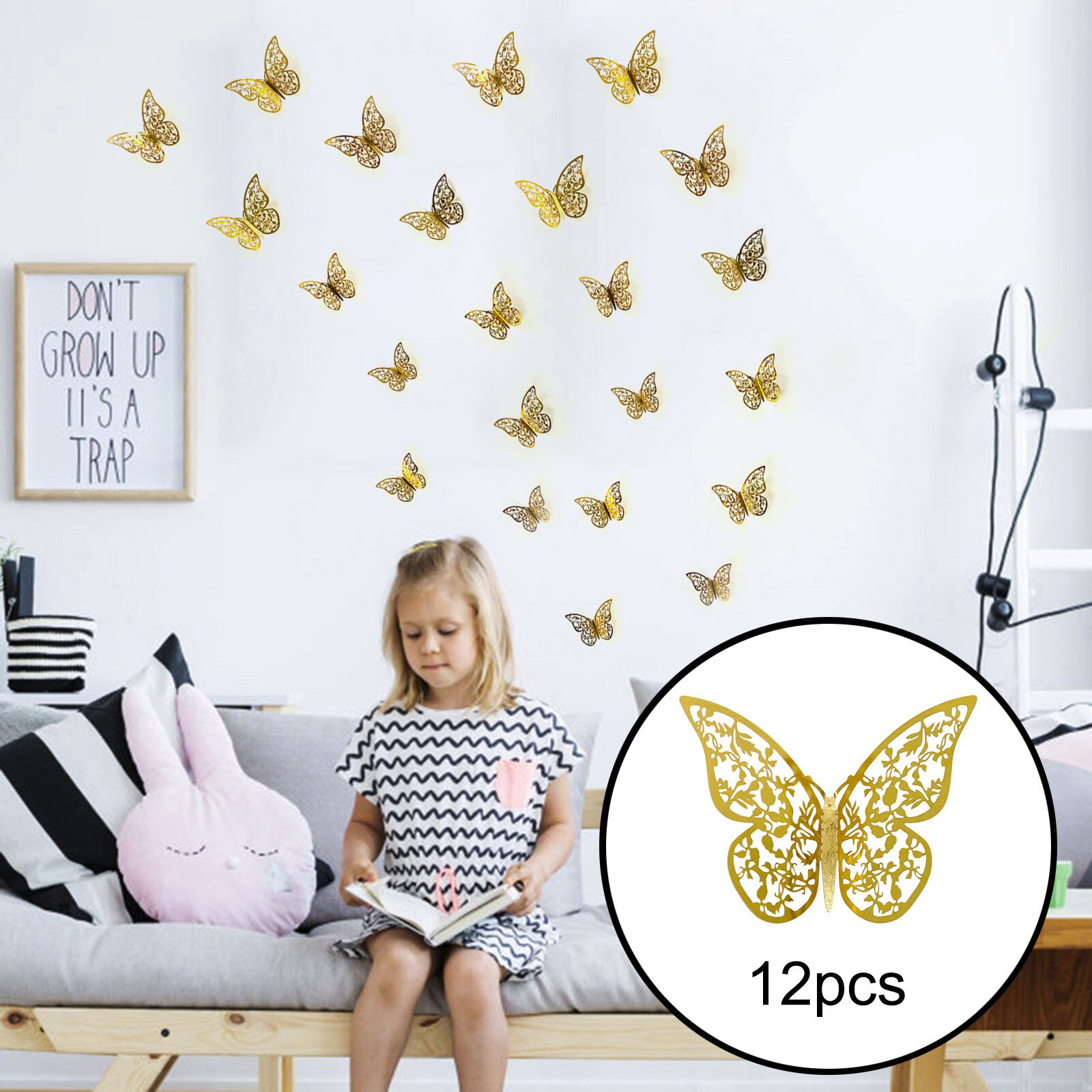 12pcs 3d Hollow Butterfly Wall Sticker For Home De... – Grandado