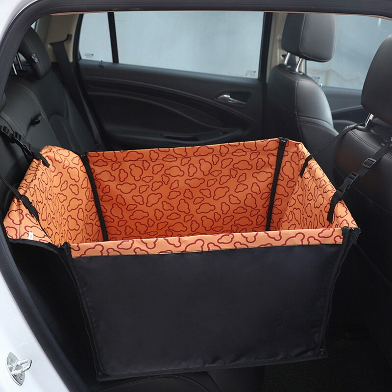 Pet Carriers Dog Car Seat Cover Carrying for Dogs Cats Mat Blanket Rear Back Hammock Protector transportin Folding Blanket: A-Orange clouds