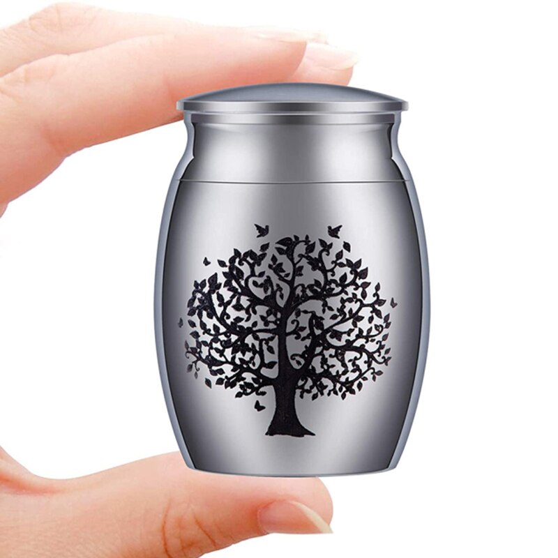 Alta personalizada de dropshipping 25mm/40mm lembrança decorativa do memorial urnas de cremação de aço inoxidável para cinzas do animal de estimação humano: Tree of life B / 30x40cm / Engraved on top