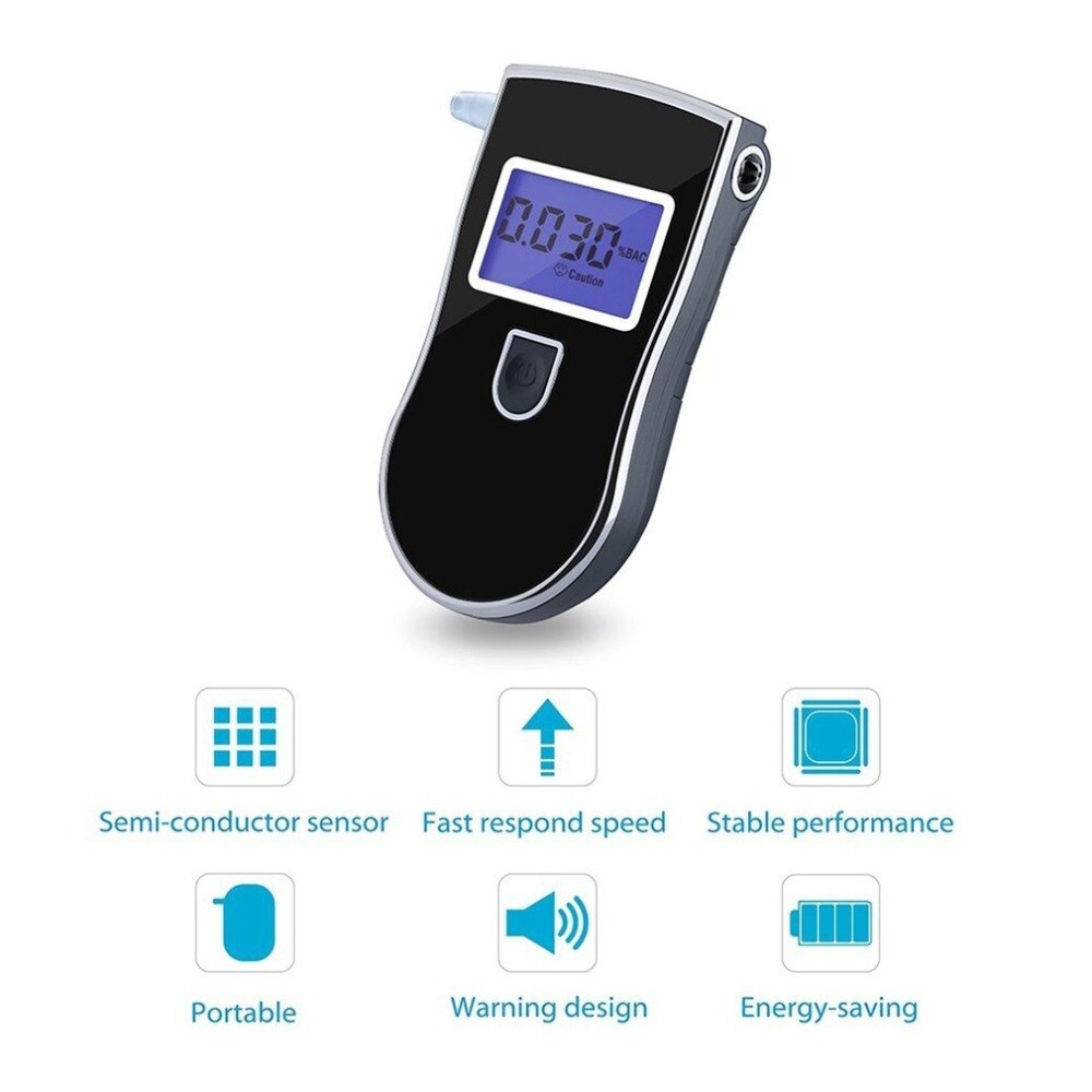 Digital Alcohol Tester Breathalyzer Analyzer Alcohol Breathalyser Detector LCD Alcohol Sensor Alcohol Meter With 5 Mouth Pieces