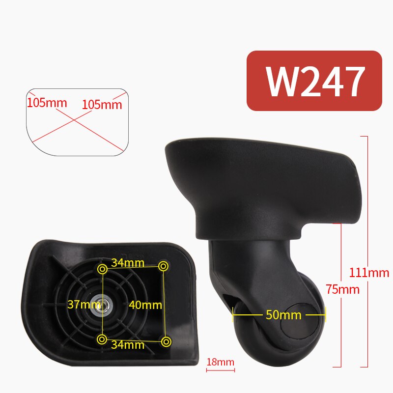 FANFU Luggage wheel accessories trolley wheels universal casters Factory direct sales repair suitcases wheel rolling casters: W247(2 Wheels)Black