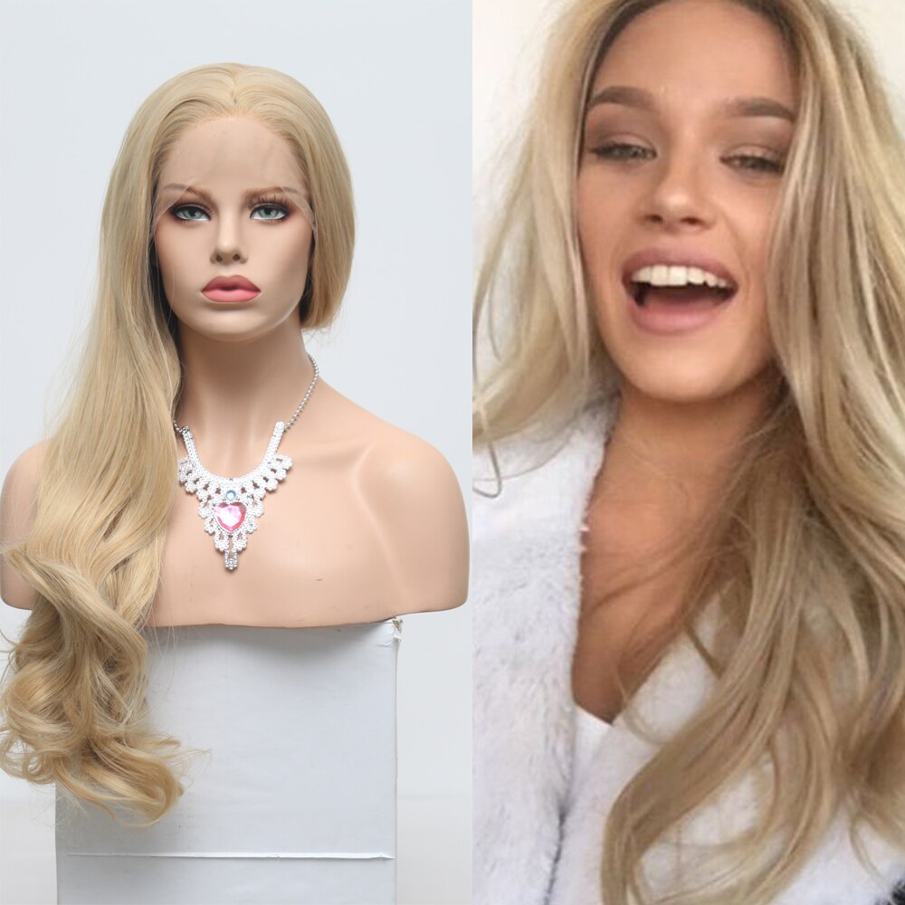 Quinlux Pruiken Platinum Blond Haar Voor Vrouwen Honing Blonde Pruik Synthetische Lace Front Pruik Met Gratis Afscheid Lijmloze Warmte Fiber