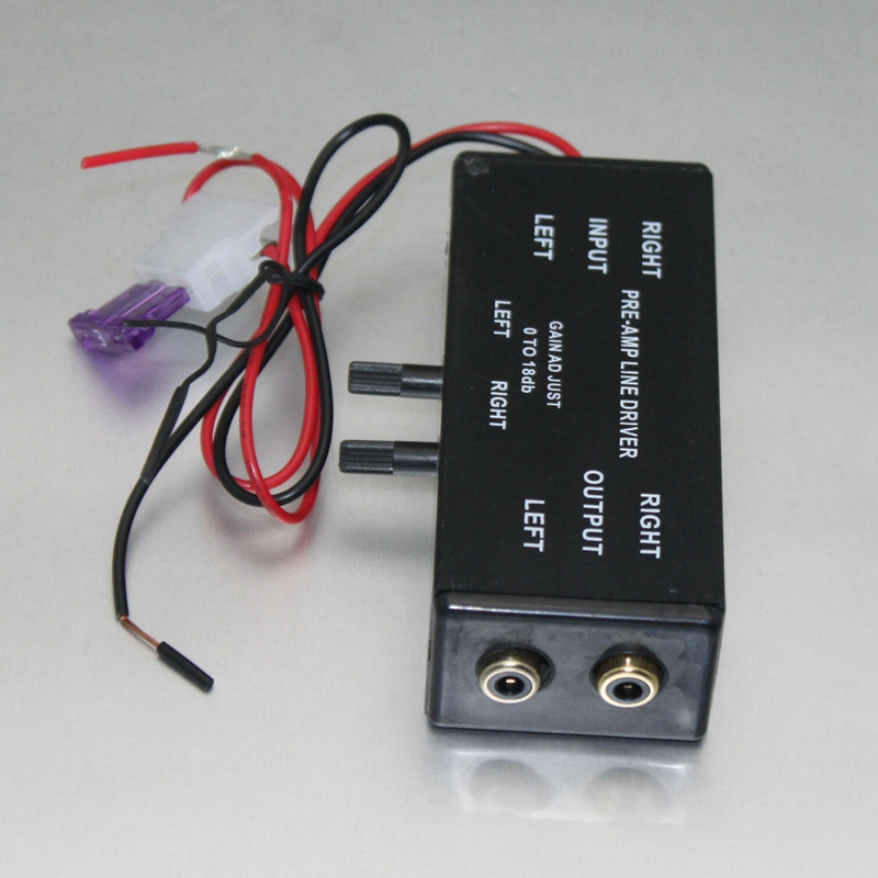 Black Rca Input/Output Adjustable Pac Turbo 1 Line Driver Signal Amplifier Booster Adapter for Car Boat