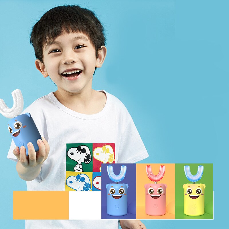 Kinderen U-Vormige Elektrische Tandenborstel Volautomatische Cartoon Ultrasone Smart U-Vormige Tandenborstel Siliconen Elektrische Tandenborstel