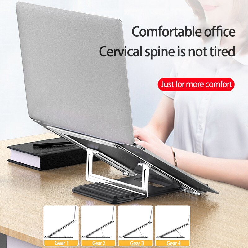 Support pour ordinateur portable pliable en aluminium réglable à 4 vitesses support pour ordinateur portable de bureau support pour ordinateur portable de 7-15 pouces Macbook Pro Air