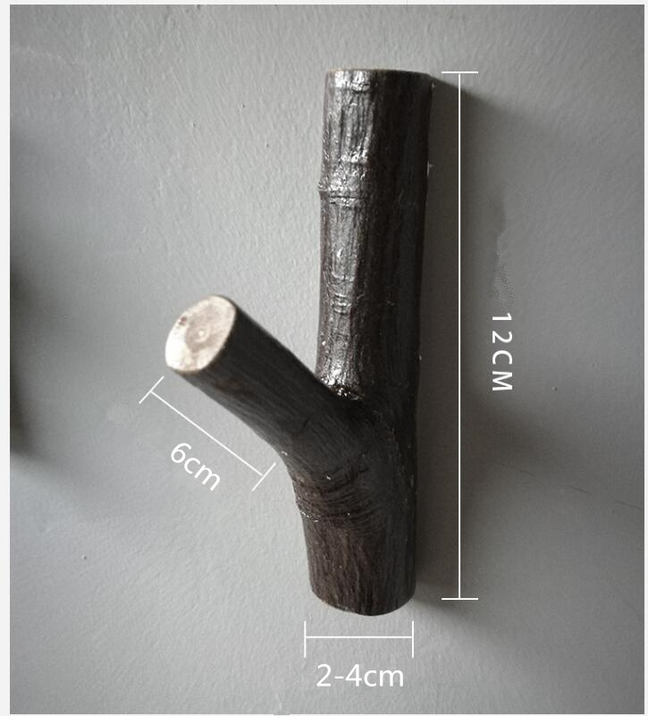 1 Uds., gancho de pared decorativo, madera sólida con abrigo de corteza, clave autoadhesiva original ecológica Natural de log M glue