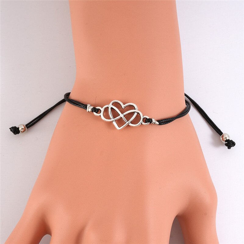 Charme pulseira pinky promessa corrente personalidade liga em forma de coração 8-word tricô cartão casais alças pulseiras para presente feminino