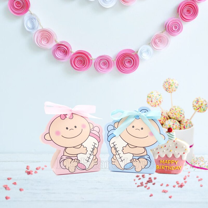 12 stuks/set babymeisje en jongen papieren doos feest babyshower snoepdoos babyfles verjaardagsfeestdecoraties kinderen