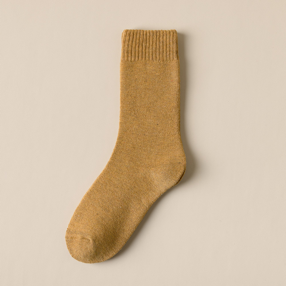Calcetines de algodón gruesos y cálidos a la de Otoño Invierno señora Casual chica Color sólido calcetines de tubo medio para mujer