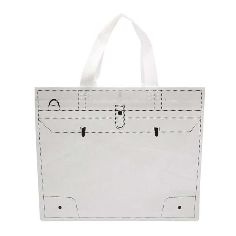 Non-woven Fabric Shopping Bag Foldable Eco Large Reusable Shopping Handbag Waterproof Clothing Packaging Bags: L  33x44x10cm / White