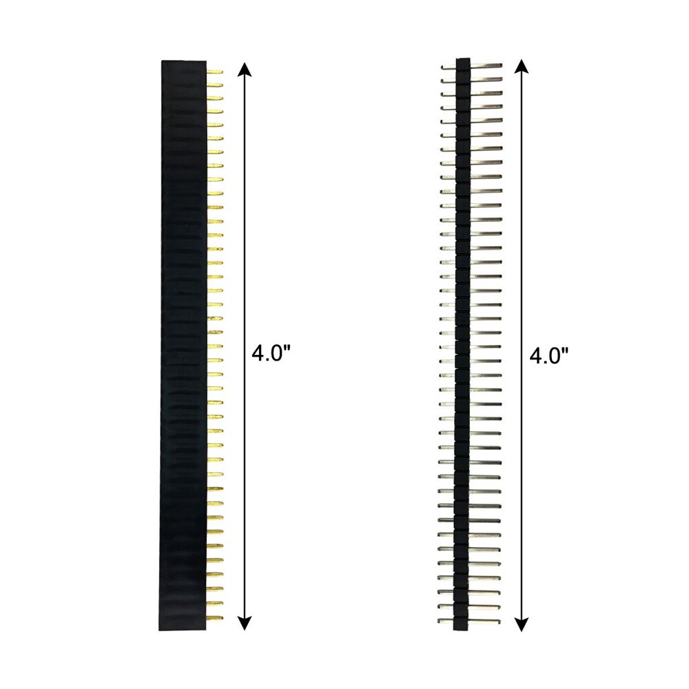 40 Pin 1x40 Single Row Male and Female 2.54 Breakable Pin Header PCB JST Connector Strip for Arduino Black