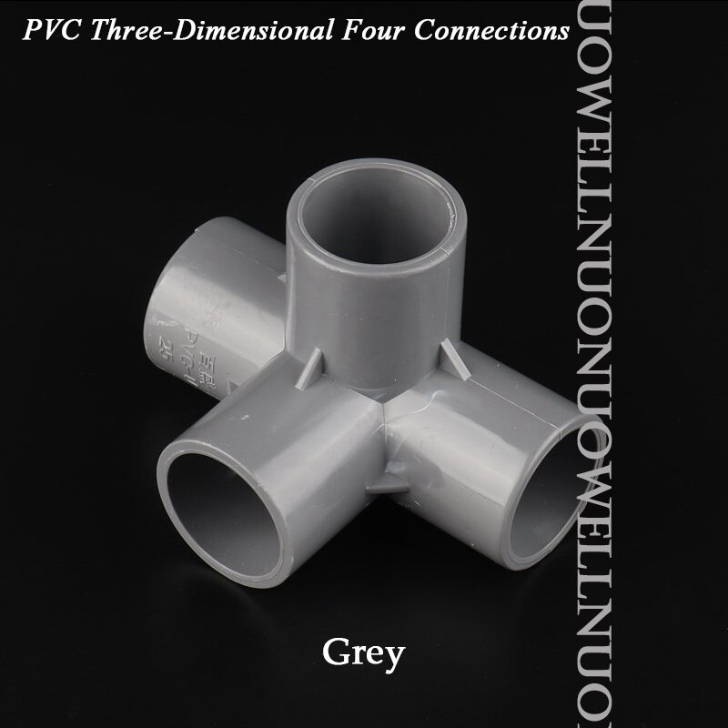 10Pcs 20 25 32 40mm Four Way PVC Pipe Connector Garden Irrigation Watering Tube Distributed Joints DIY Wardrobe Tent Fittings: 20mm / Grey