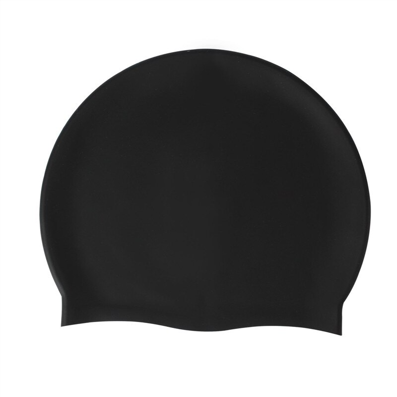 Bonnet de bain en tissu pour femmes et hommes, protection des cheveux longs, fleurs plissées, imprimé, grande taille: Black