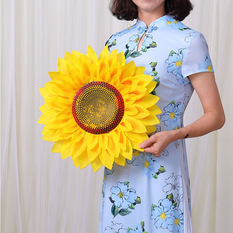 Big Size Artificial Sunflower Silk Yellow Flower Head For Home Party Wedding Decor Dance Props Performing Props: 42cm