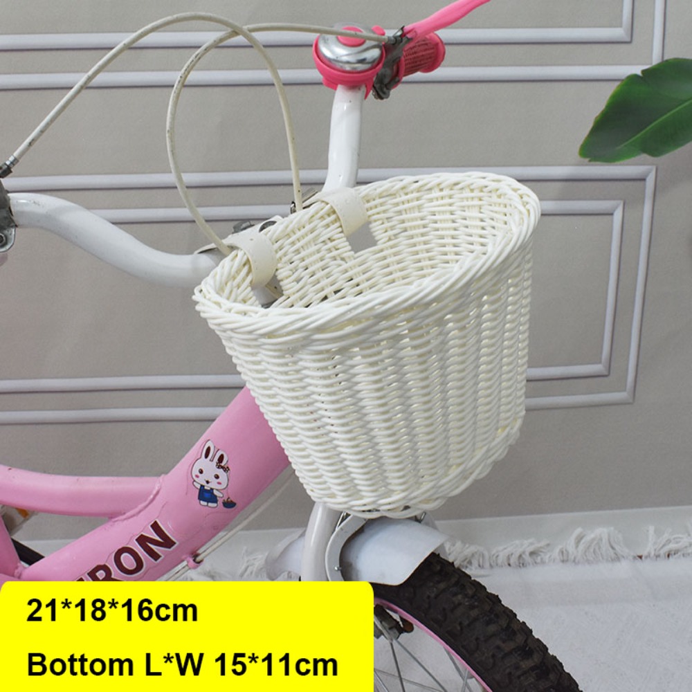Cesta de bicicleta de mimbre de para niños con cinturón, bolsa de almacenamiento de bicicleta de 10 estilos, cesta para manillar delantero, accesorios para bicicleta: Azul