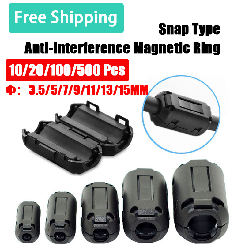Snap magnetisk ring ferritfilter til kabelskærm aftagelig emc indre diameter 3.5mm 5mm 7mm 9mm 11mm 13/15mm degaussing filter