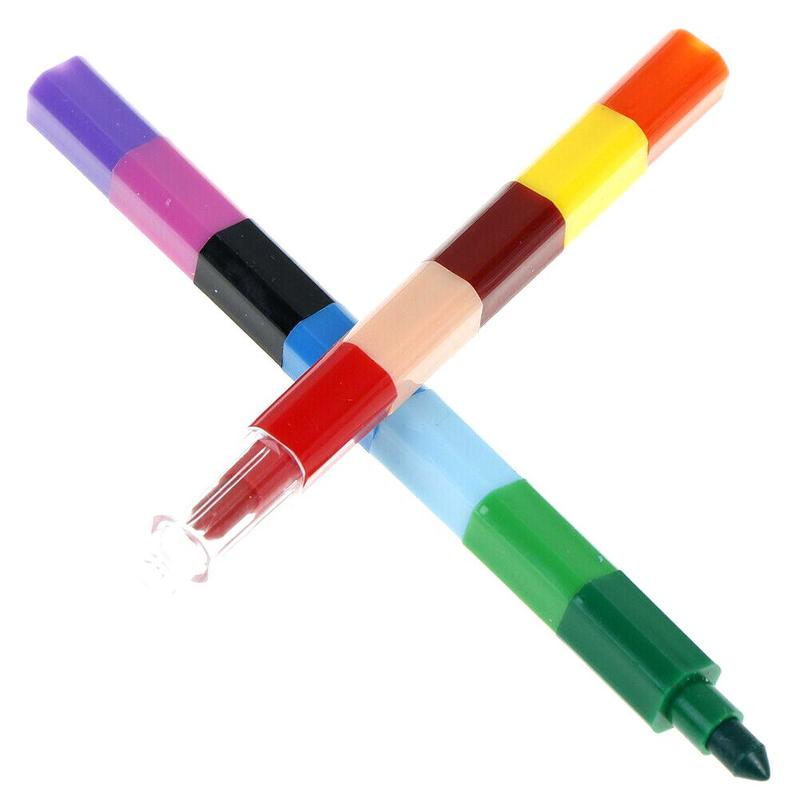 1 Set Colorful 12 Colors Oil Paint Pen Craton Stacker Pencils Drawing Pen Art Painting For Children Kids Pastel Crayons