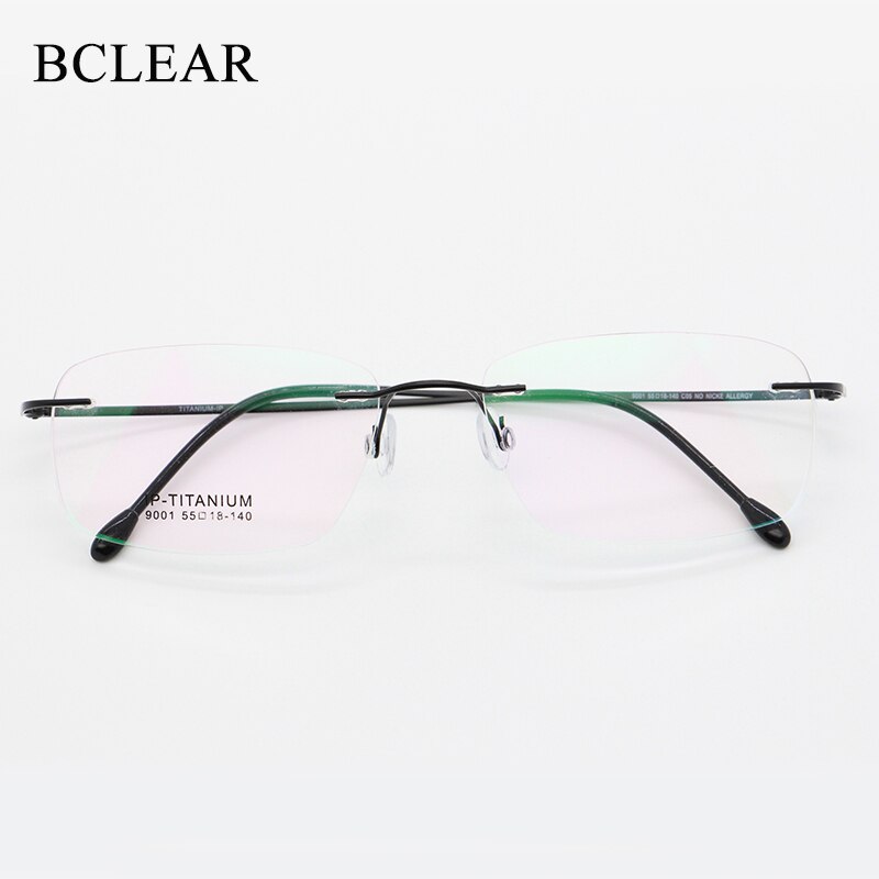 Bclear Ultra Light Pure Titanium Unisex Randloze Optische Frame Geheugen Thress Stuk Randloze Bril Mannen Vrouwen 9001