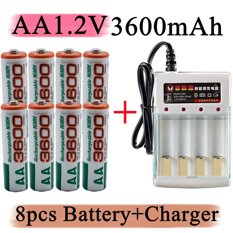 Batería AA de 1,2 V para juguetes, pilas precargadas NI MH de 3600mAh, batería recargable de Ni-MH AA3600, micrófono de cámara, 14-20 Uds.
